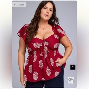 NWT Belle Isle Flutter Sleeve Bow Top